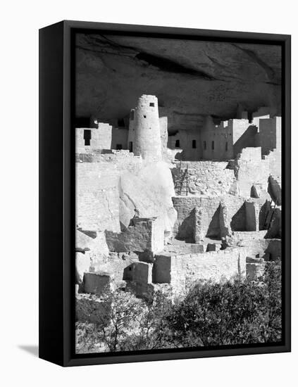 Cliff Palace Pueblo Portrait BW-Douglas Taylor-Framed Stretched Canvas