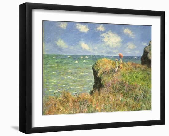 Cliff Walk at Pourville, 1882-Claude Monet-Framed Giclee Print