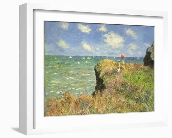 Cliff Walk at Pourville, 1882-Claude Monet-Framed Giclee Print