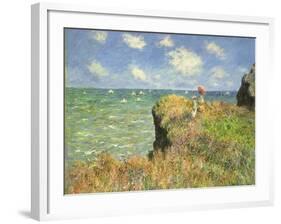 Cliff Walk at Pourville, 1882-Claude Monet-Framed Giclee Print