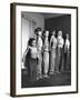 Clifford Brill Severn in Shirtless Lineup with His Sons Demonstrating Techniques of Muscle Control-Peter Stackpole-Framed Photographic Print