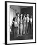 Clifford Brill Severn in Shirtless Lineup with His Sons Demonstrating Techniques of Muscle Control-Peter Stackpole-Framed Photographic Print