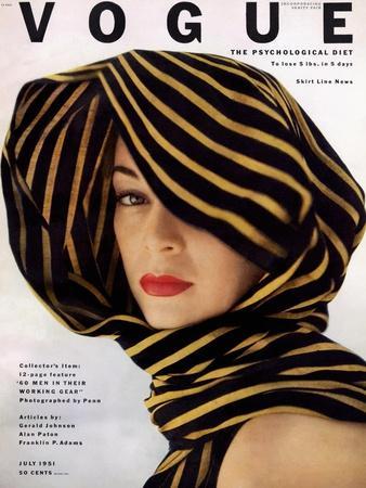 Vogue Cover - July 1951 - Wrapped in Black and Gold