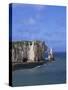 Cliffs and Rock Arch, known as the Falaises, on the Coast Near Etretat, Haute Normandie, France-Hans Peter Merten-Stretched Canvas