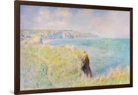 Cliffs and sailboats at Pourville, 1882 (oil on canvas)-Claude Monet-Framed Giclee Print