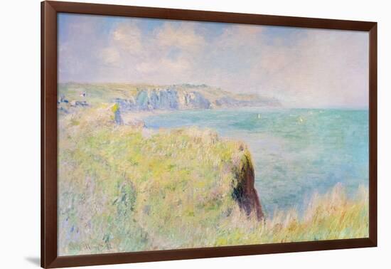 Cliffs and sailboats at Pourville, 1882 (oil on canvas)-Claude Monet-Framed Giclee Print