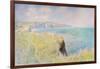 Cliffs and sailboats at Pourville, 1882 (oil on canvas)-Claude Monet-Framed Giclee Print