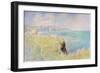 Cliffs and sailboats at Pourville, 1882 (oil on canvas)-Claude Monet-Framed Giclee Print