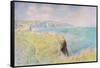 Cliffs and sailboats at Pourville, 1882 (oil on canvas)-Claude Monet-Framed Stretched Canvas