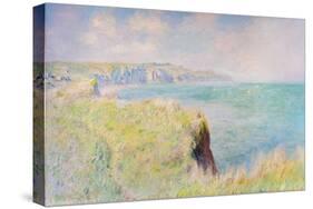 Cliffs and sailboats at Pourville, 1882 (oil on canvas)-Claude Monet-Stretched Canvas