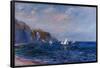 Cliffs and Sailboats at Pourville-Claude Monet-Framed Poster