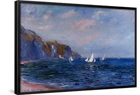 Cliffs and Sailboats at Pourville-Claude Monet-Framed Poster