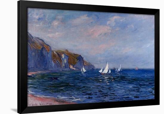 Cliffs and Sailboats at Pourville-Claude Monet-Framed Poster