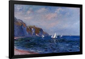 Cliffs and Sailboats at Pourville-Claude Monet-Framed Poster