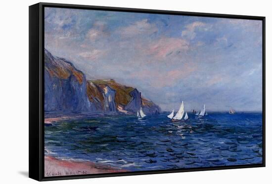 Cliffs and Sailboats at Pourville-Claude Monet-Framed Stretched Canvas