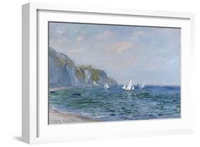 Cliffs and Sailboats at Pourville-Claude Monet-Framed Giclee Print