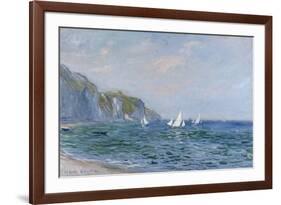 Cliffs and Sailboats at Pourville-Claude Monet-Framed Giclee Print