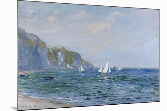 Cliffs and Sailboats at Pourville-Claude Monet-Mounted Giclee Print