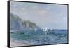 Cliffs and Sailboats at Pourville-Claude Monet-Framed Stretched Canvas