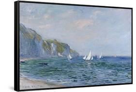 Cliffs and Sailboats at Pourville-Claude Monet-Framed Stretched Canvas