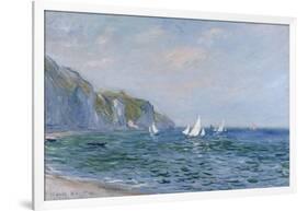 Cliffs and Sailboats at Pourville-Claude Monet-Framed Giclee Print