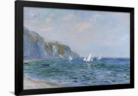 Cliffs and Sailboats at Pourville-Claude Monet-Framed Premium Giclee Print