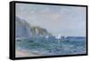 Cliffs and Sailboats at Pourville-Claude Monet-Framed Stretched Canvas