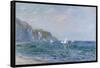 Cliffs and Sailboats at Pourville-Claude Monet-Framed Stretched Canvas