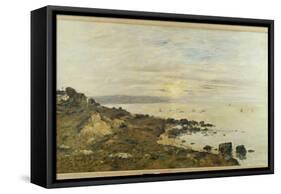 Cliffs at Benerville, Sunset, 1897-Eugene Louis Boudin-Framed Stretched Canvas