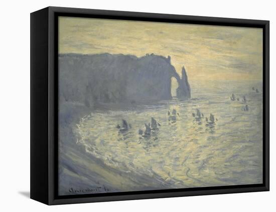 Cliffs at Etretat-Claude Monet-Framed Stretched Canvas