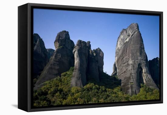 Cliffs in Moonlight, Meteora, Greece, October 2008-Radisics-Framed Stretched Canvas