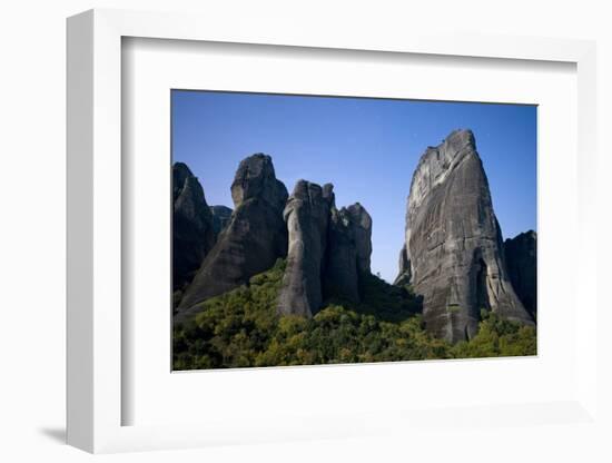 Cliffs in Moonlight, Meteora, Greece, October 2008-Radisics-Framed Photographic Print