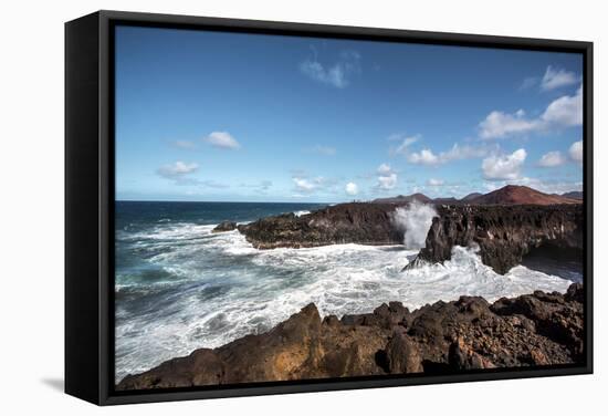 Cliffs, Los Hervideros, Lanzarote, Canary Islands, Spain-Sabine Lubenow-Framed Stretched Canvas