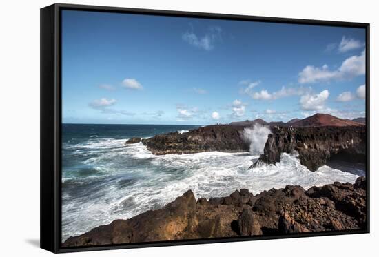 Cliffs, Los Hervideros, Lanzarote, Canary Islands, Spain-Sabine Lubenow-Framed Stretched Canvas