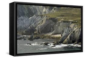 Cliffs Near Ashleam, Achill Island, County Mayo, Connacht, Republic of Ireland-Gary Cook-Framed Stretched Canvas