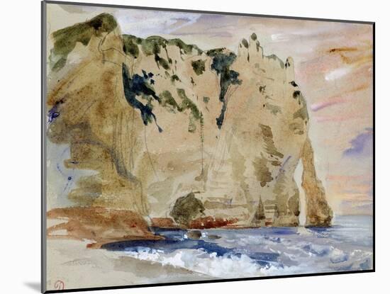 Cliffs of Etretat. the Pied Du Cheval, 1838 (W/C and Gouache on Paper)-Eugene Delacroix-Mounted Giclee Print