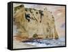 Cliffs of Etretat. the Pied Du Cheval, 1838 (W/C and Gouache on Paper)-Eugene Delacroix-Framed Stretched Canvas