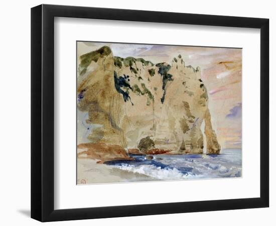 Cliffs of Etretat. the Pied Du Cheval, 1838 (W/C and Gouache on Paper)-Eugene Delacroix-Framed Premium Giclee Print