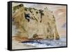 Cliffs of Etretat. the Pied Du Cheval, 1838 (W/C and Gouache on Paper)-Eugene Delacroix-Framed Stretched Canvas