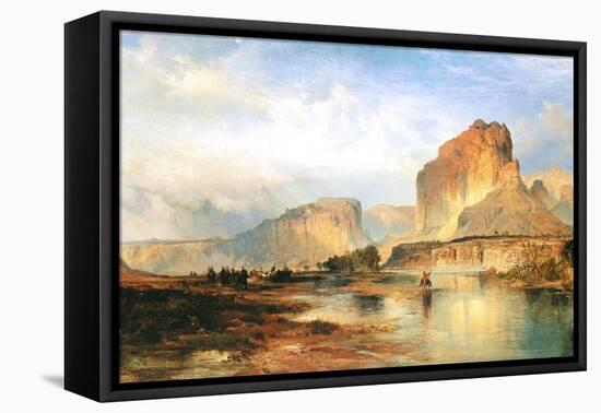 Cliffs of Green River-Thomas Moran-Framed Stretched Canvas