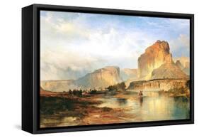 Cliffs of Green River-Thomas Moran-Framed Stretched Canvas