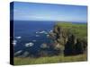 Cliffs over Coatline, Near Dunlace Castle, County Antrim, Ulster, Northern Ireland, United Kingdom-Charles Bowman-Stretched Canvas