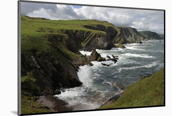 Cliffs Showing Rock Striations and Geological Folding, Pettico Wick, Berwickshire, Scotland, UK-Linda Pitkin-Mounted Photographic Print