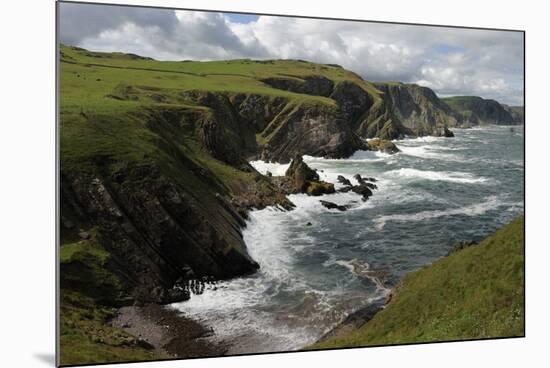 Cliffs Showing Rock Striations and Geological Folding, Pettico Wick, Berwickshire, Scotland, UK-Linda Pitkin-Mounted Photographic Print