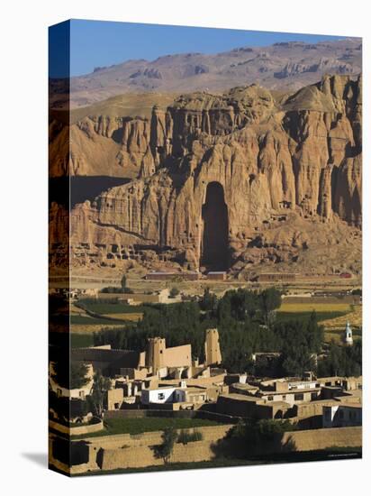 Cliffs with Empty Niche Where the Famous Carved Buddha Once Stood, Afghanistan, Bamiyan Province,-Jane Sweeney-Stretched Canvas