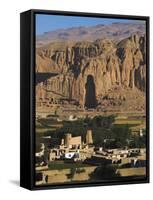 Cliffs with Empty Niche Where the Famous Carved Buddha Once Stood, Afghanistan, Bamiyan Province,-Jane Sweeney-Framed Stretched Canvas