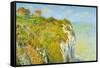 Cliffs-Claude Monet-Framed Stretched Canvas