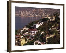 Cliffside Homes on Acapulco Bay, Mexico-Walter Bibikow-Framed Photographic Print