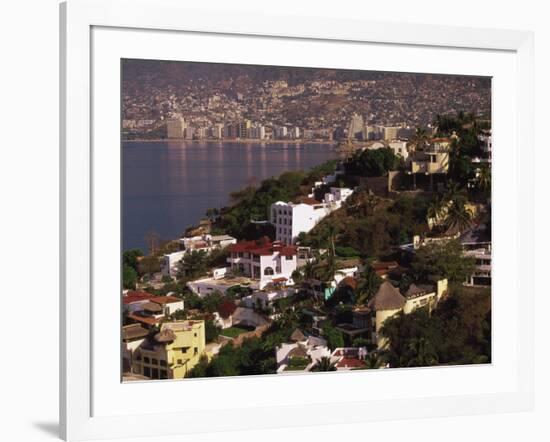 Cliffside Homes on Acapulco Bay, Mexico-Walter Bibikow-Framed Photographic Print