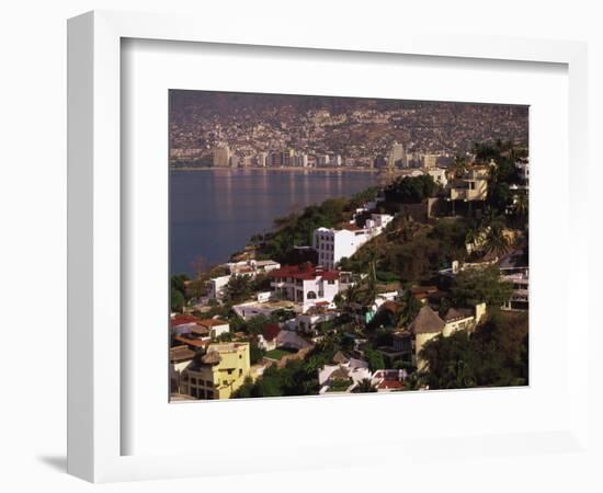 Cliffside Homes on Acapulco Bay, Mexico-Walter Bibikow-Framed Photographic Print